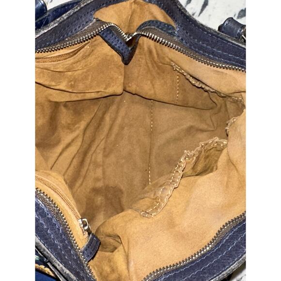 Patricia Nash Poppy Leather Tote In Birds Of Paradise Patriot Blue Purse Handbag - Picture 15 of 16